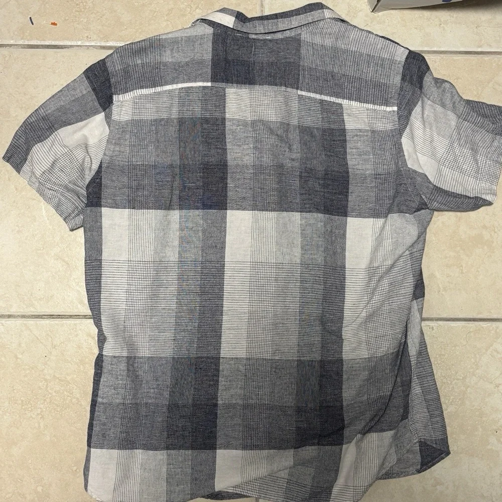 Banana Republic Shirt Mens Large‎ Blue Plaid Camp Casual Summer Beach